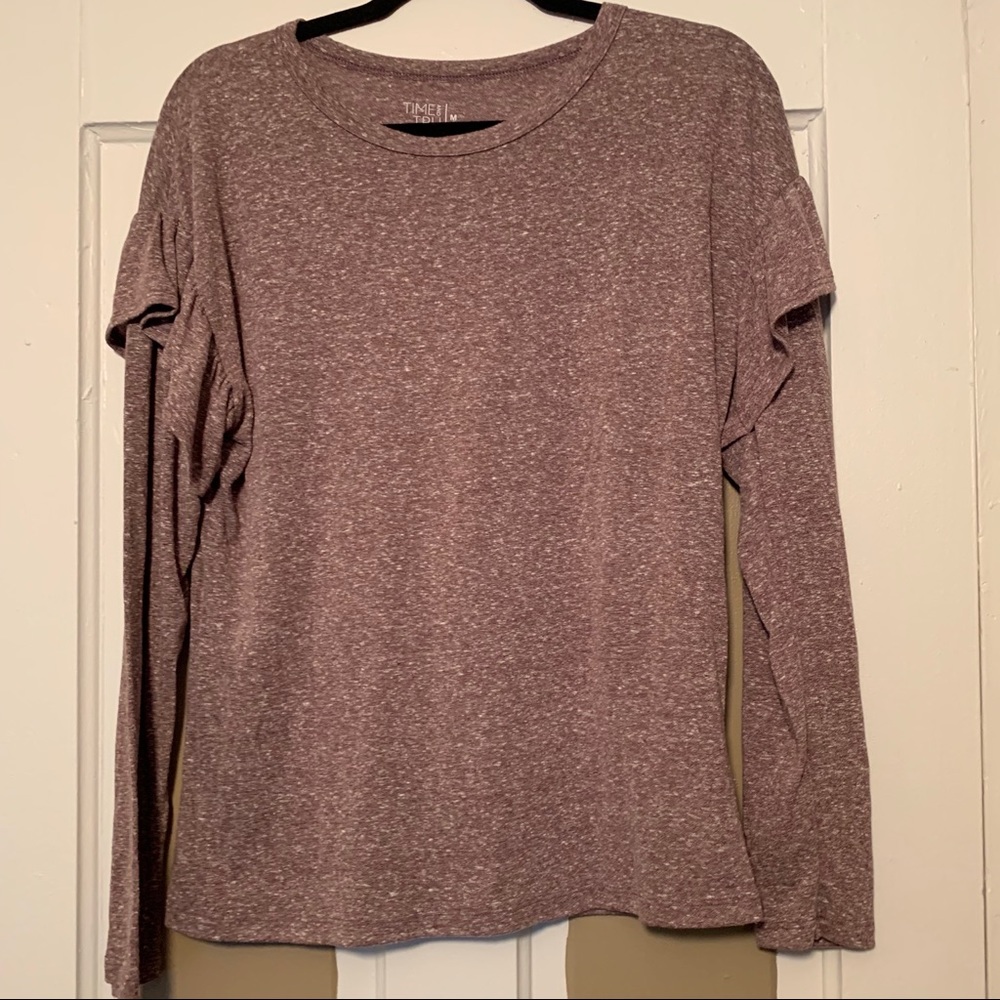 Marled Tee with Ruffle Detail